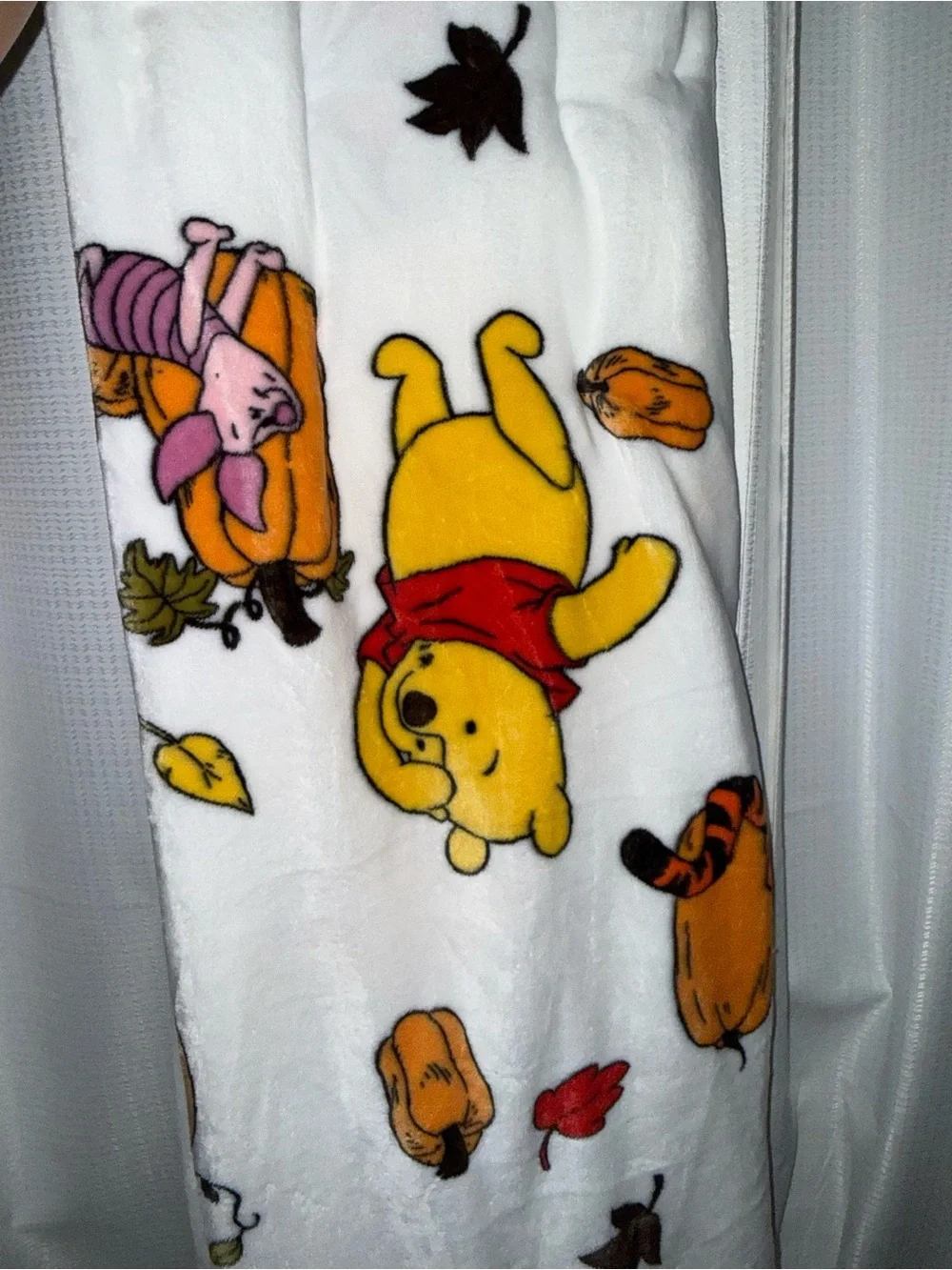 Disney Winnie the Pooh Blanket - White fall plush throw 50”x70” new